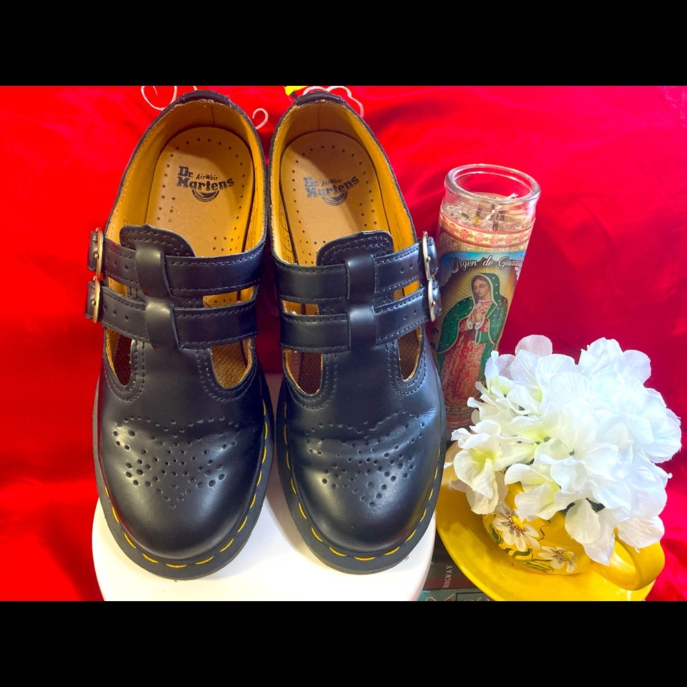Black leather Dr Marten Mary Janes